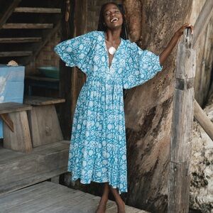 Kyra Midi Dress in Ocean Blue | Daughters of India